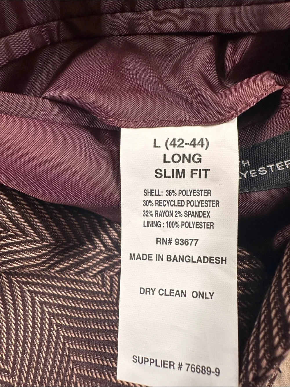 NWT JF Ferrar Blazer Sport Coat Burgundy Herringbone Men’s L (42/44 LONG) $168